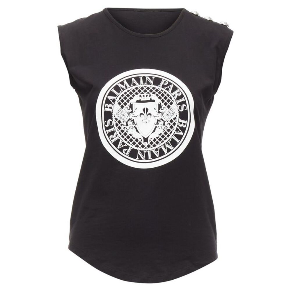 Balmain Crest Logo Button Tank Top